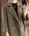 New Autumn And Winter Double-sided Woolen Coat For Women, Mid-length Suit Collar, Two-button Loose Woolen Coat For Women