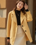 Novo outono e inverno casaco de lã dupla face para mulheres viajando fino ajuste terno colarinho pequeno estilo perfumado casaco