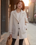 Novo outono e inverno casaco de lã dupla face para mulheres viajando fino ajuste terno colarinho pequeno estilo perfumado casaco