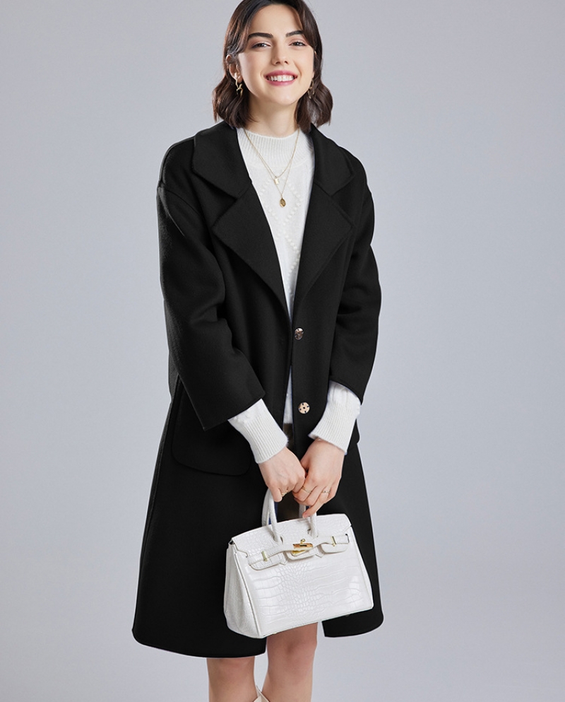 New Autumn And Winter Double-sided Wool Coat For Women  Style Suit Collar Mid-length Slim Wool Coat