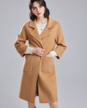 New Autumn And Winter Double-sided Wool Coat For Women  Style Suit Collar Mid-length Slim Wool Coat