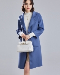 Novo outono e inverno casaco de lã dupla face para mulheres estilo terno colarinho de comprimento médio casaco de lã fino