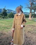 Double-sided Woolen Coat For Women In Autumn And Winter New Style Loose Double-breasted Mid-length Woolen Coat With Back