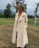 Double-sided Woolen Coat For Women In Autumn And Winter New Style Loose Double-breasted Mid-length Woolen Coat With Back
