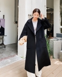 Autumn And Winter New Double-sided Woolen Coat Women's Mid-length Commuting Large Lapel Lace-up Loose Woolen Coat