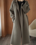 New Autumn And Winter Double-sided Woolen Coat For Women  Style Loose Mid-length Lace-up Bathrobe Woolen Coat
