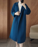 New Autumn And Winter Double-sided Woolen Coat For Women  Style Loose Mid-length Lace-up Bathrobe Woolen Coat