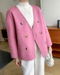 New Autumn And Winter Double-sided Camel Hair Coat For Women,  Style Double-breasted Solid Color Slim-fitting Small Frag