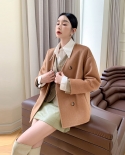 New Autumn And Winter Double-sided Camel Hair Coat For Women,  Style Double-breasted Solid Color Slim-fitting Small Frag