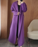 New Autumn And Winter Large Lapel Double-sided Wool Coat Silhouette Loose Temperament Long Woolen Coat For Women