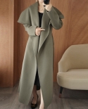 Novo outono e inverno grande lapela dupla face casaco de lã silhueta temperamento solto longo casaco de lã para mulher