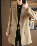 New Autumn And Winter Double-sided Woolen Coat For Women Petite Short Suit Collar Temperament Woolen Coat