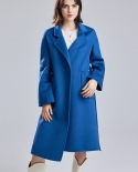 Autumn And Winter New Double-sided Wool Coat With Rippled Wool Coat For Women Long Lace-up Suit Collar Bathrobe Woolen C