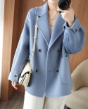 New Autumn And Winter Double-sided Woolen Coat For Women Petite Suit Collar Double-breasted Small Fragrant Style Woolen 