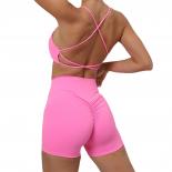 Seamless Yoga Sets Sports Fitness High Waist Hip Lifting Shorts Backless Bra Suits Workout Clothes Gym Leggings Sets For