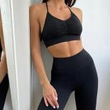 Seamless Yoga Set Sports Fitness High Waist Hip Raise Nude Feel Pants Crimp Bra Suits Workout Clothes Gym Leggings Set F