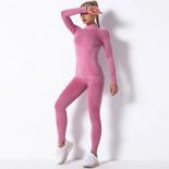 Seamless Yoga Set Sports Fitness High Waist Hip Raise Pants Striped Longsleeved Suit Workout Clothes Gym Leggings Set Fo