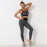 Seamless Yoga Sets Sports Fitness High Waist Hip Lifting Trousers Backless Bra Suits Workout Clothes Gym Leggings Sets F