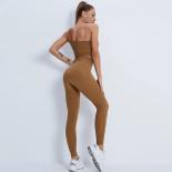 Seamless Yoga Sets Sports Fitness High Waist Hiplifting Pants Oneshoulder Bra Suits Workout Clothes Gym Leggings Set For
