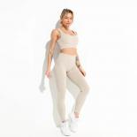 2/4pcs Seamless Yoga Set Sports Fitness High Waist Hip Lifting Pants Sports Bra Suits Workout Clothes Gym Leggings Set F