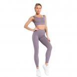 2/4pcs Seamless Yoga Set Sports Fitness High Waist Hip Lifting Pants Sports Bra Suits Workout Clothes Gym Leggings Set F