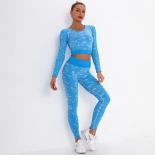 Seamless Camouflage Yoga Sets Sports Fitness High Waist Hiplifting Pants Longsleeved Suits Workout Gym Leggings Sets For