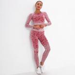 Seamless Camouflage Yoga Sets Sports Fitness High Waist Hiplifting Pants Longsleeved Suits Workout Gym Leggings Sets For