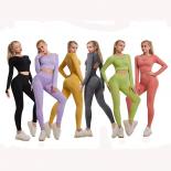Seamless Yoga Sets Sports Fitness High Waist Hip Lifting Trousers Long Sleeve Suits Workout Clothes Gym Leggings Sets Fo