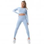 Seamless Yoga Sets Sports Fitness Cutout Longsleeved Top Higjh Waist Hiplifting Pants Suits Workout Gym Leggings Set For