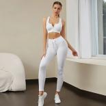 Seamless Yoga Sets Sports Fitness High Waist Hip Raise Trousers Beauty Back Bra Suits Workout Clothes Gym Leggings Set F