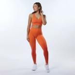 Seamless Gradient Yoga Sets Sports Fitness High Waist Hiplifting Pants Beauty Back Bra Suits Workout Gym Leggings Set Fo