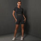 Seamless Yoga Set Sports Fitness High Waist Peach Hip Raise Shorts Shortsleeved Suit Workout Clothes Gym Leggings Set Fo