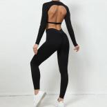 Seamless Backless Yoga Sets Sports Fitness High Waist Hip Lifting Trousers Long Sleeved Suit Workout Gym Leggings Set Fo