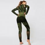 Seamless Camouflage Yoga Set Sports Fitness High Waist Hiplifting Trousers Long Sleeve Suits Workout Gym Leggings Set Fo