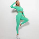Seamless Yoga Sets Sports Fitness High Waist Hiplifting Trousers Longsleeved Suits Workout Clothes Gym Leggings Sets For