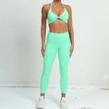 Seamless Yoga Sets Sports Fitness High Waist Hip Lifting Pants Beauty Back Bra Suits Workout Clothes Gym Leggings Sets F