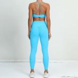Seamless Yoga Sets Sports Fitness High Waist Hip Lifting Pants Beauty Back Bra Suits Workout Clothes Gym Leggings Sets F