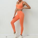 Seamless Yoga Sets Sports Fitness Hip Lifting Pants Beauty Back Nude Feel Bra Suits Workout Clothes Gym Leggings Set For