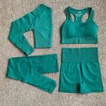2/3/4pcs Seamless Yoga Set Sports Fitness High Waist Hip Raise Shorts Slimfit Vest Longsleeved Suit Gym Leggings Set For