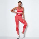 Seamless Hollow Yoga Sets High Waist Peach Hip Raise Pants Sports Fitness Vest Suits Workout Clothes Gym Leggings Sets F