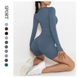 Seamless Yoga Sets Sports Fitness High Waist Hiplifting Shorts Longsleeved Suits Workout Clothes Gym Leggings Sets For W
