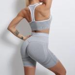 Seamless Yoga Sets Sports Fitnes High Waist Hip Raise Pants Long Sleeved Backless Suits Workout Clothes Gym Shorts Set F
