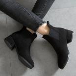 Autumn Winter Boots Women Camel Black Ankle Boots For Women Thick Heel Slip On Ladies Shoes Boots Bota Feminina 35 40