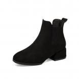 Botas de Otoño Invierno para mujer, botines de mujer color Camel negro, tacón grueso, zapatos de mujer, botas, Bota femenina 35 