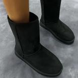 Comfortable Solid Color Medium Top Snow Boots, Versatile Non Slip Winter Warm Outdoor Boots