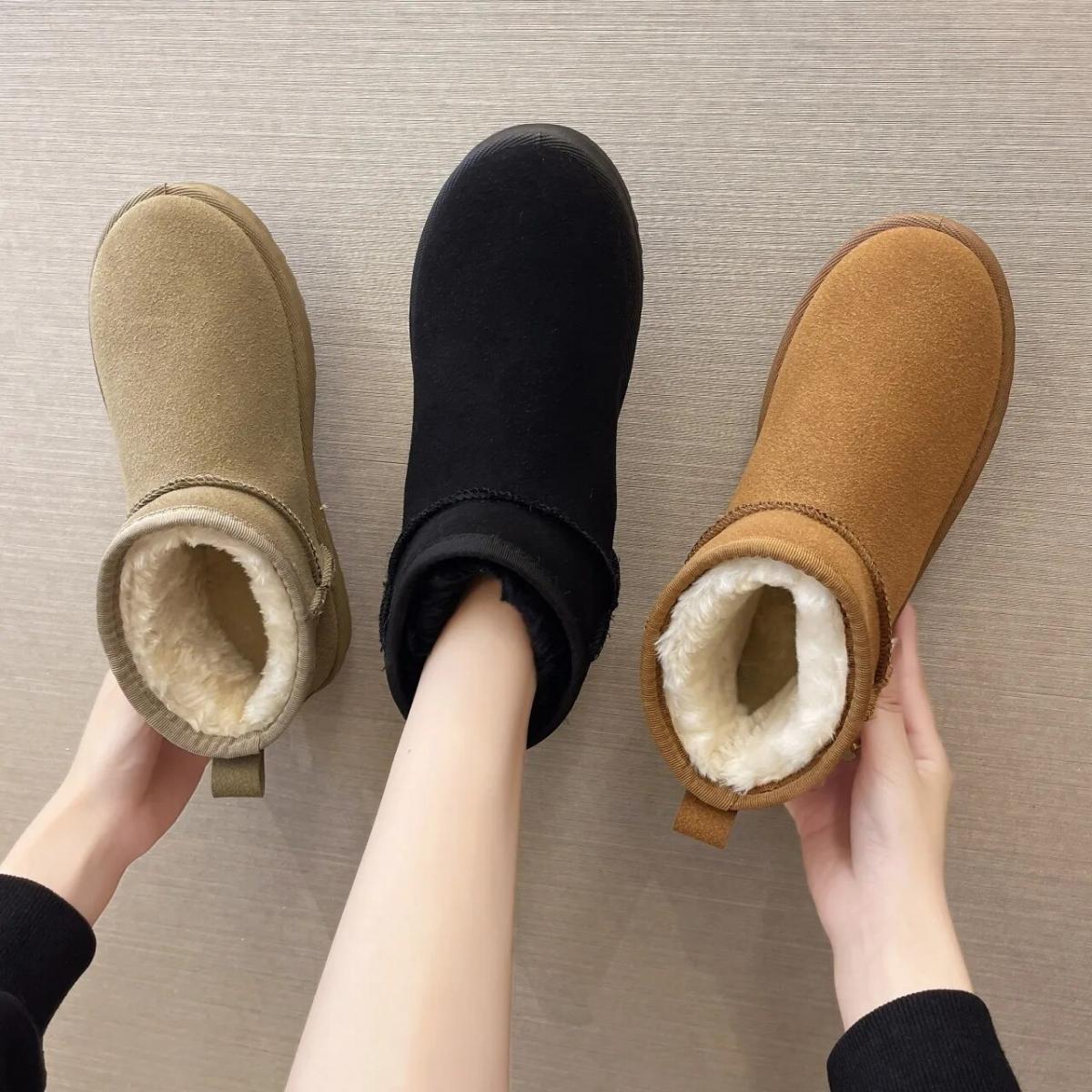 Snow Boots Women's Short Tube Thickened Cotton Shoes Non Slip Winter New Shoes Student Women's Shoes 2022 Black Boots