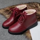 2023 New Women Snow Boots Vintage Genuine Leather Natural Wool Fur Winter Warm Ankle Boots For Women Flat Mother Shoes