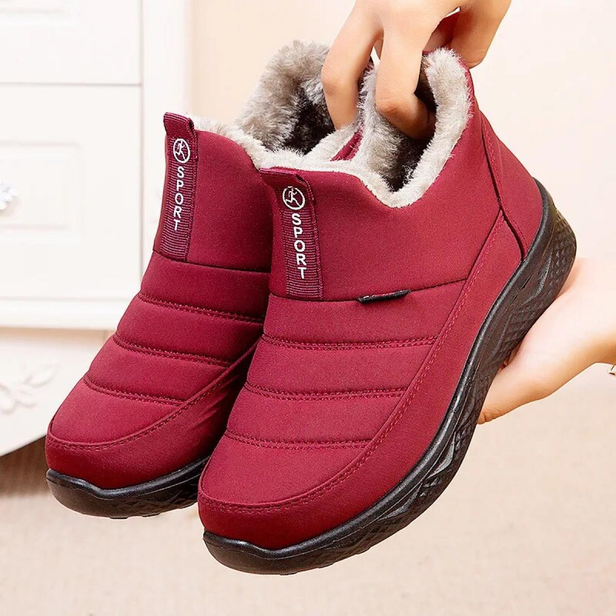 מגפי שלג נעלי חורף לנשים 2022 להחליק עמיד למים נשים מגפונים קרסוליים פרווה חמה מוצקה נעלי נוחות חיצוניות
