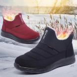 Botas de nieve para mujer, zapatos de invierno, botines impermeables sin cordones, de piel cálida y sólida, calzado cómodo para 
