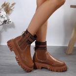 Winter Boots Women's Sneakers  Woman Boots Fashion Round Pu Ankle Boots 2023 Winter Elastic Black Boots Comfortable Boot